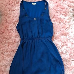 blue blouson dress